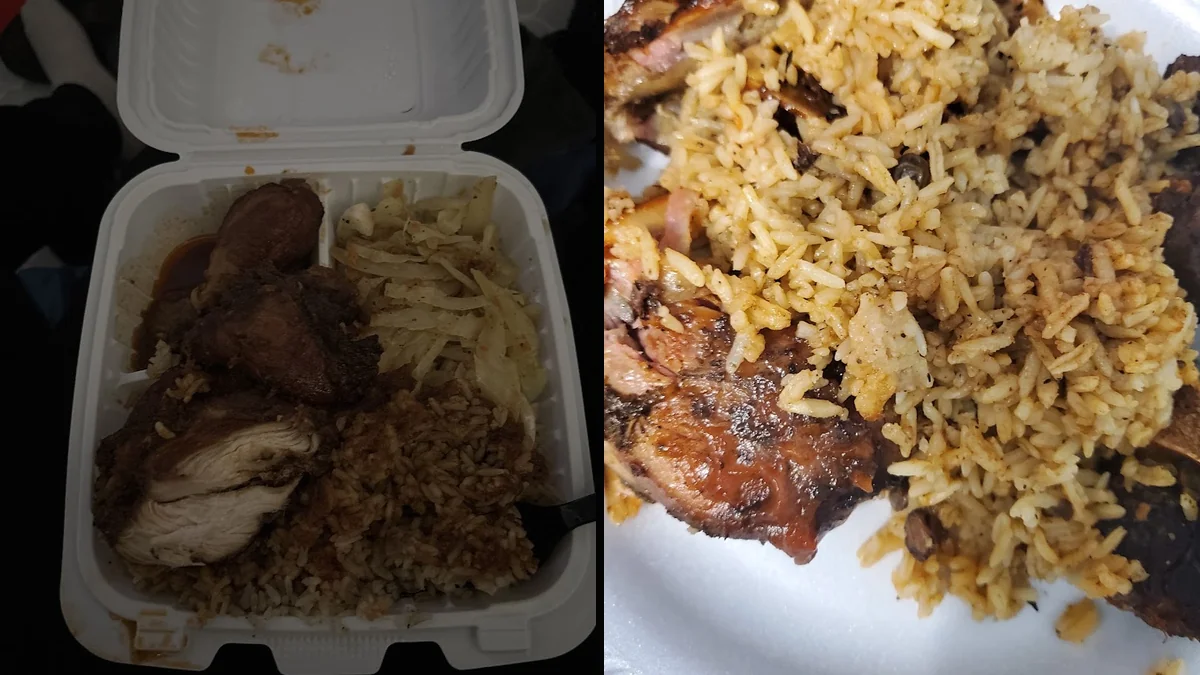 Hearty entrees served with rice and sides.
